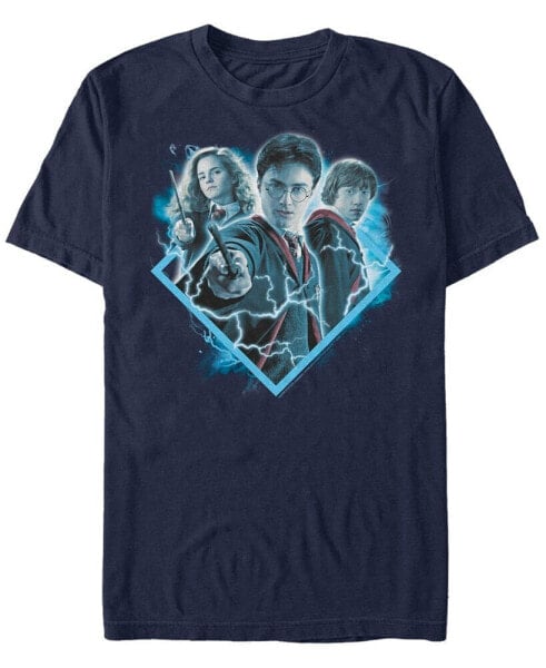 Harry Potter Men's Ron Harry Hermione Lightning Trio Short Sleeve T-Shirt