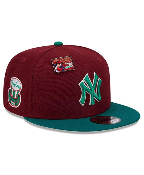 Men's Cardinal/Green New York Yankees Strawberry Big League Chew Flavor Pack 9FIFTY Snapback Hat