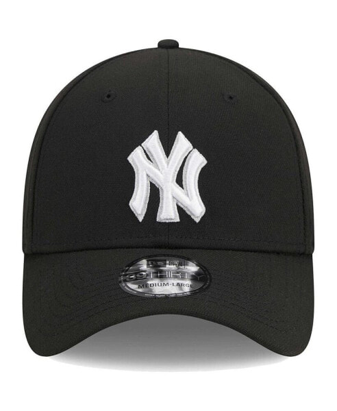 Men's Black New York Yankees Logo 39THIRTY Flex Hat