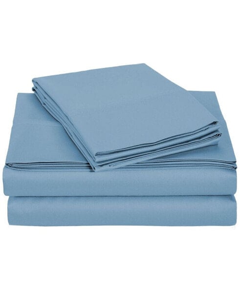 University 4 Piece Light Blue Solid Twin Xl Sheet Set