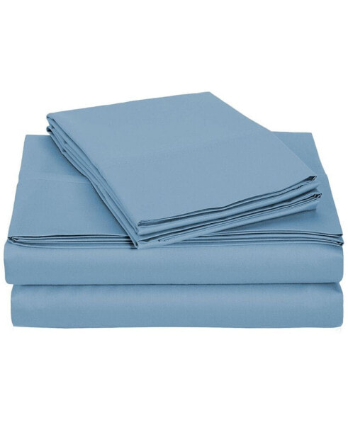 University 4 Piece Light Blue Solid Twin Xl Sheet Set