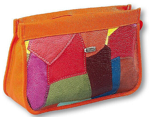 Kosmetiktasche Patchwork 94453 Farbmischung mit Orange