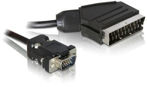 Delock 65028 - 2 m - SCART (21-pin) - VGA (D-Sub) - Nickel - Black - Male/Male