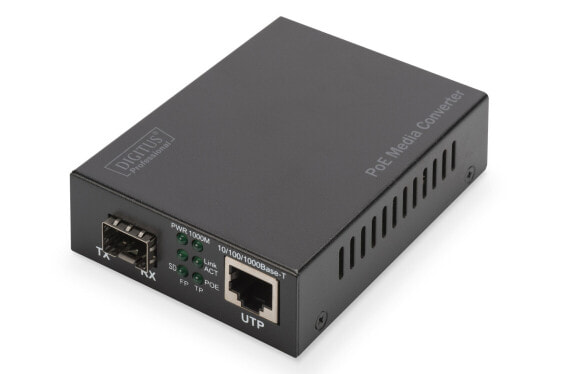 DIGITUS Gigabit PoE media converter, RJ45 / SFP, PSE