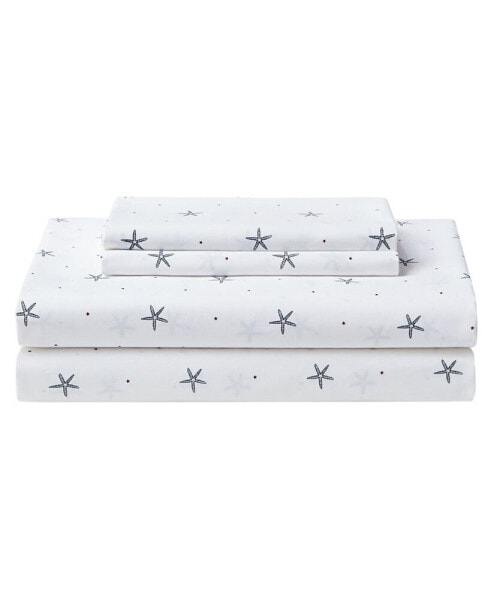 Star Spangled Coastal Cotton Percale 3-Piece Sheet Set, Twin