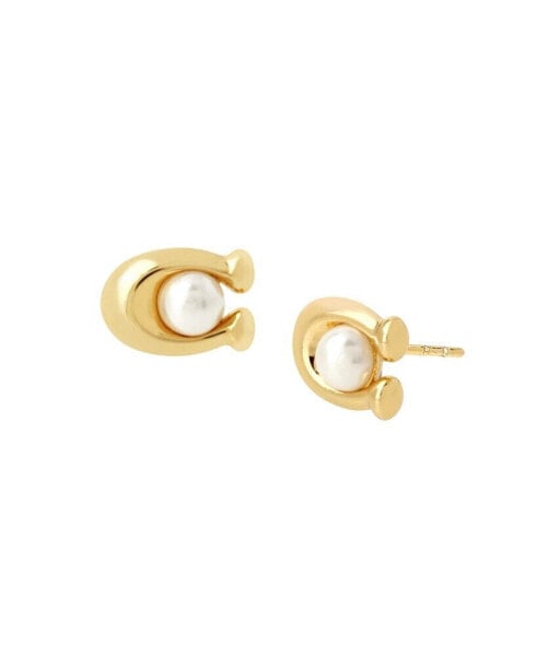 Imitation Pearl Signature C Stud Earrings