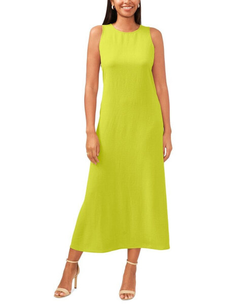 Women's Round-Neck Sleeveless Side-Slit Maxi Dress