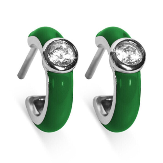 Silver rings with green enamel Apricus 62259 GRE