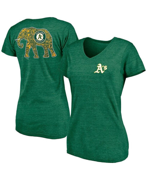 Women's Green Oakland Athletics Paisley Hometown Collection Tri-Blend V-Neck T-shirt