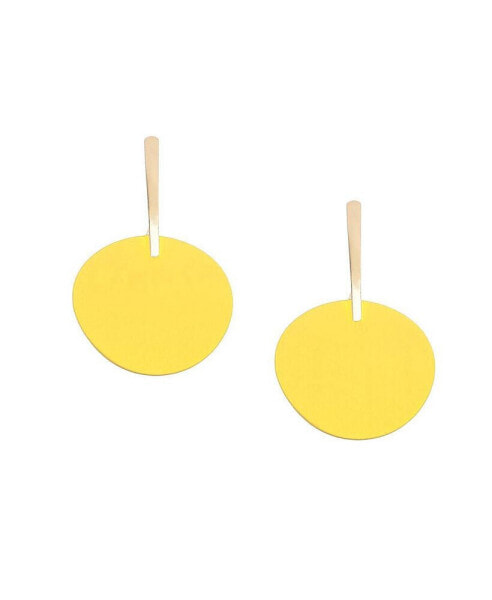 Women's Yellow Circular Drop Earrings