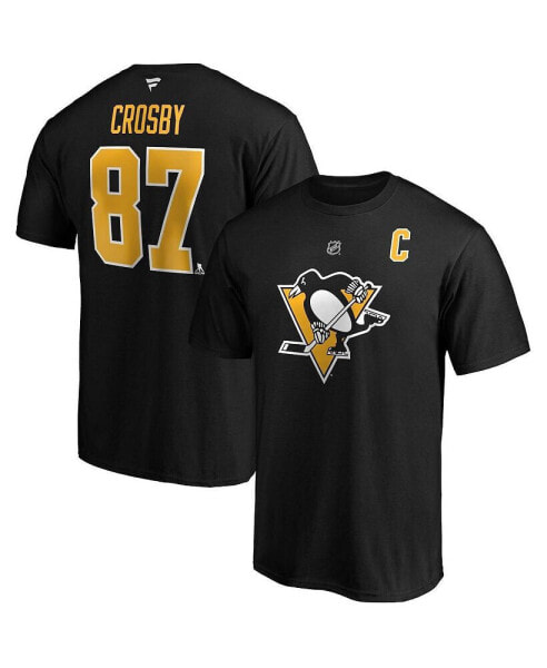 Men's Sidney Crosby Black Pittsburgh Penguins Big and Tall Captain Patch Name and Number T-shirt