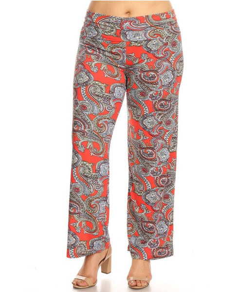 Plus Size Paisley Print Palazzo Pants