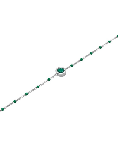 Aquamarine (1/5 ct. t.w.) & Enamel Bead Link Bracelet in Sterling Silver (Also in Additional Gemstones)