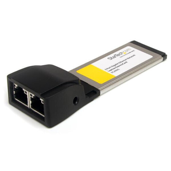 StarTech.com Dual Port ExpressCard Gigabit Laptop Ethernet NIC Network Adapter Card - Internal - Wired - Ethernet - 1000 Mbit/s - Black,Silver