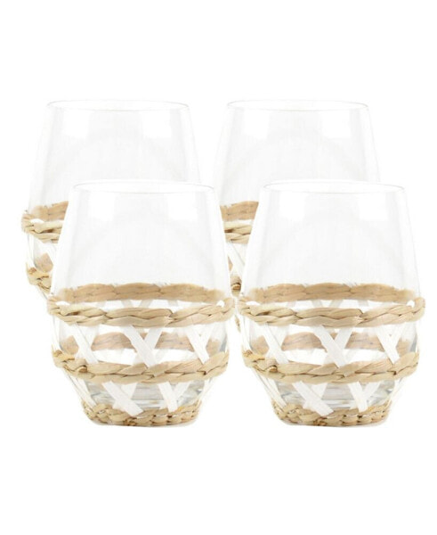 Glass Stemless Wine, 4 Piece Set