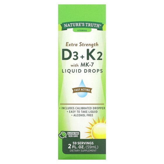 Витамин D3 с витамином K2 Nature's Truth с МК-7 жидкие капли, 59 мл