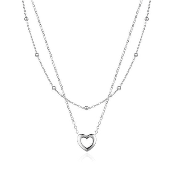 Double Heart Silver Necklace AGS1552