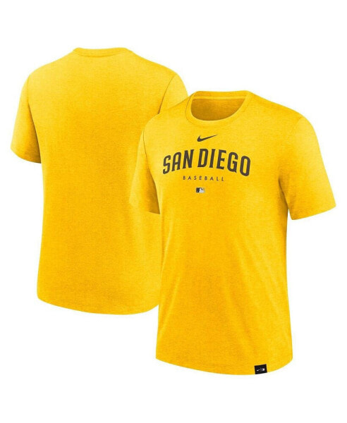 Men's Heather Gold San Diego Padres Authentic Collection Early Work Tri-Blend Performance T-shirt