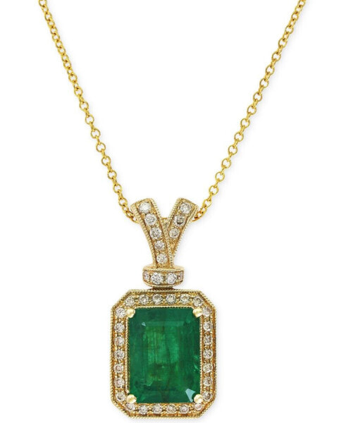 Brasilica by EFFY® Emerald (2-1/5 ct. t.w.) and Diamond (1/5 ct. t.w.) Pendant Necklace in 14k Gold, Created for Macy's