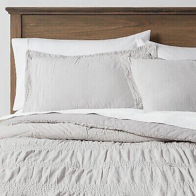 Full/Queen Seersucker Comforter & Sham Set Light Gray - Threshold