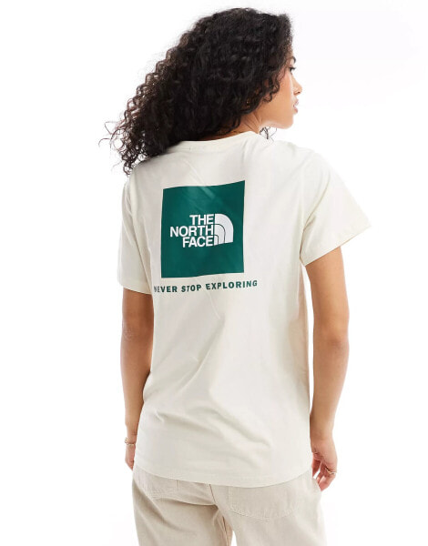 The North Face Redbox relaxed backprint t-shirt in off white