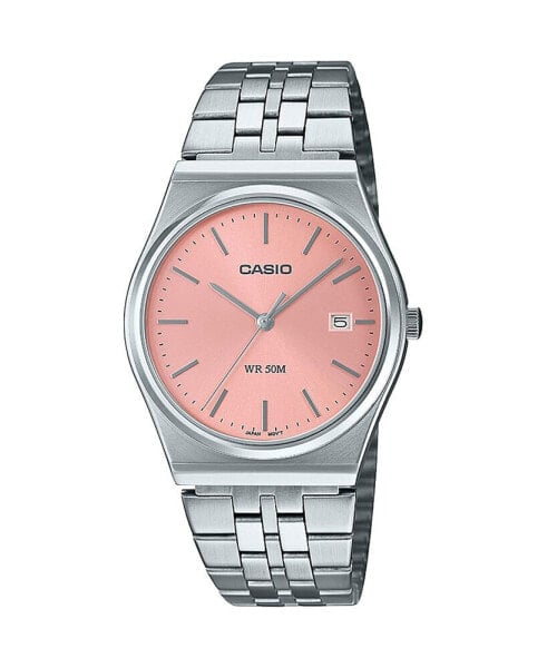 Casio Men's Analog Silver-Tone Stainless Steel Watch, 35mm, MTPB145D-4VT