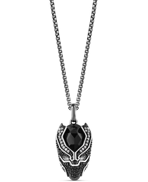 Wonder Fine Jewelry onyx, Black Spinel (1/5 ct. t.w.) & Diamond (1/8 ct. t.w.) Black Panther 18" Pendant Necklace in Sterling Silver
