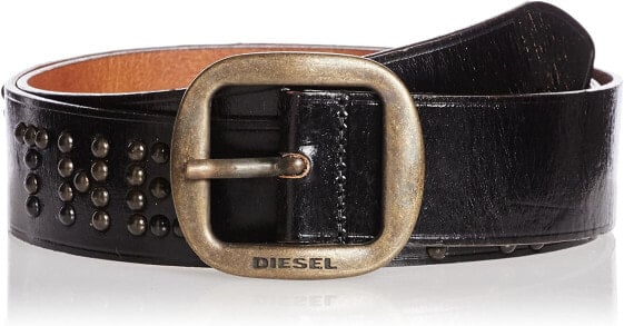 Мужской ремень черный кожаный для джинс широкий с пряжкой Diesel BRAVE CINTURA BELT Mens Genuine Leather Belt
