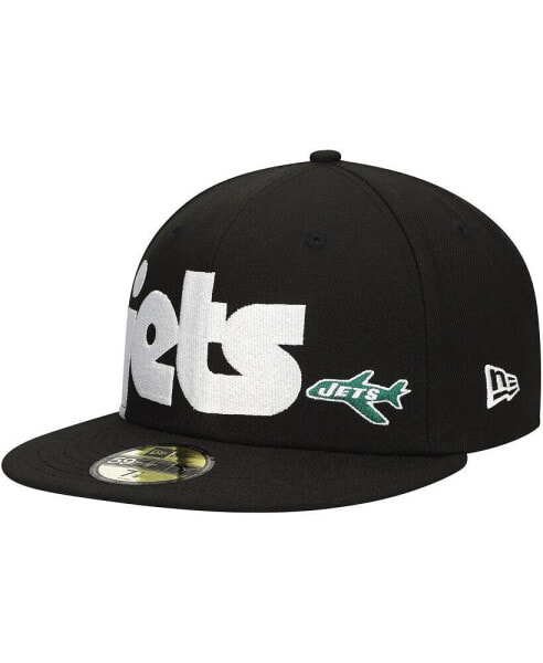 Men's Black New York Jets Checkered Undervisor 59FIFTY Fitted Hat