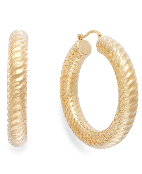 Signature Gold™ Ribbed Hoop Earrings in 14k Gold over Resin