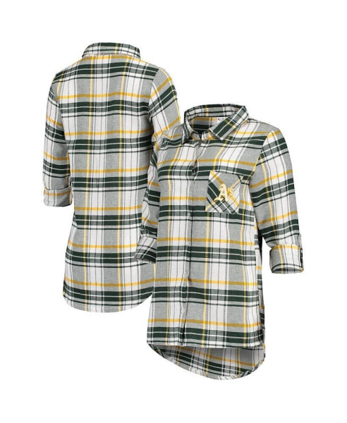 Пижама Concepts Sport женская "Зеленый, Золотой" Oakland Athletics Accolade Flannel Nightshirt