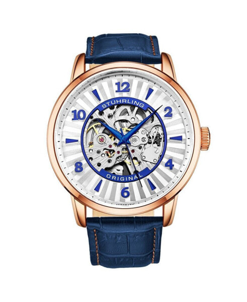 Men's Blue Leather Strap Watch 48mm