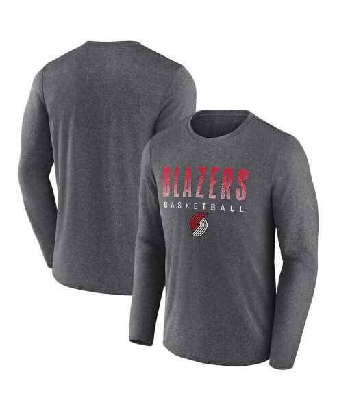 Men's Heathered Charcoal Portland Trail Blazers Where Legends Play Iconic Practice Long Sleeve T-shirt