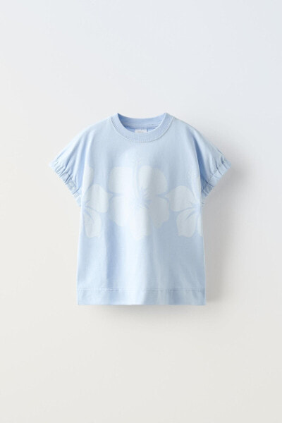 Футболка с принтом и эластичной тканью ZARA Kids "Elasticated printed top"