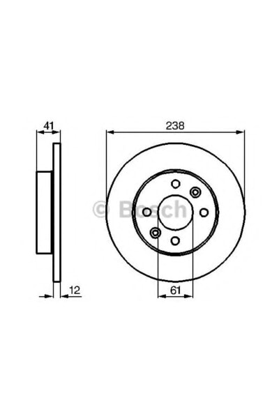 Тормозной диск BOSCH Fren Diski Ön 6 Bijon 237,8 мм Renault Clıo I 1.4 91-98, Clıo Iı 1.6 98-05, Megane I 1.4 E / 1.9 D 9