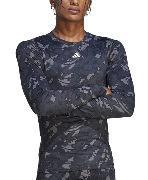 Slim Fit Techfit Crewneck Long-Sleeve Camo Training T-Shirt