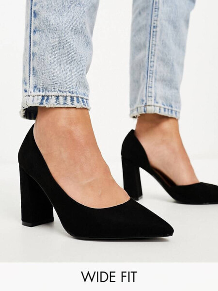 ASOS DESIGN Wide Fit Winston d'orsay high heeled shoes in black