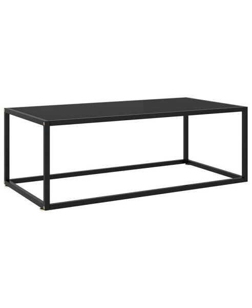 Coffee Table Black with Black Glass 39.4"x19.7"x13.8"