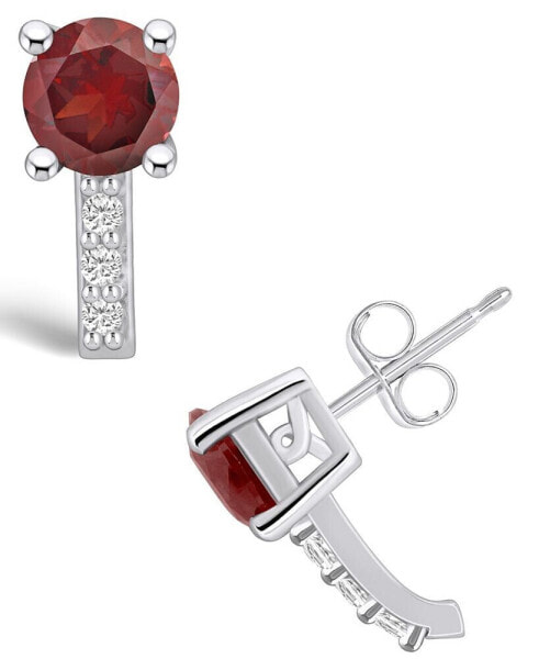 Серьги Macy's Garnet and Diamond Stud