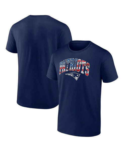 Men's Navy New England Patriots Banner Wave Logo T-shirt