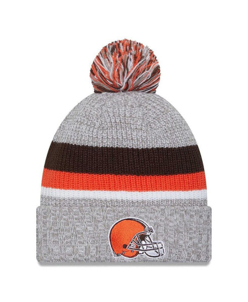 Men's Heather Gray Cleveland Browns Cuffed Knit Hat with Pom