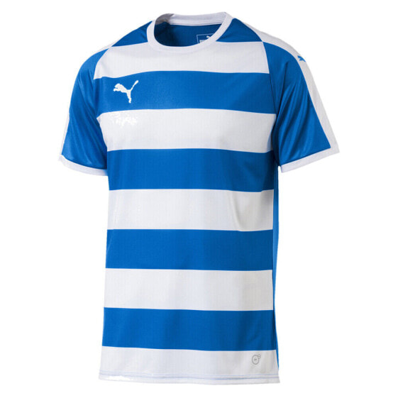 Puma Liga Hooped Crew Neck Short Sleeve Soccer Jersey Mens Blue, White 70342202