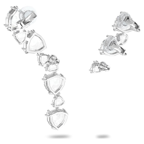 Swarovski Damen Ohrstecker Millenia Ear Cuff, Einzel, Asymmetrisch, Set, Weiss, Rhodiniert 5602846