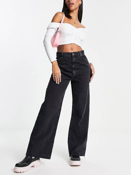 New Look wide leg dad jeans in black