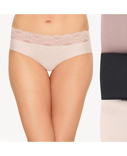 b.tempt'd Women's 3-Pk. b.bare Lace-Trim Hipster Underwear