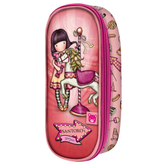 Пенал школьный SANTORO LONDON Gorjuss Carousel Лососевый 10 x 23 x 6 см