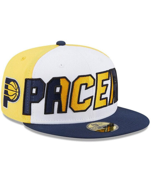 Men's White, Navy Indiana Pacers Back Half 9FIFTY Fitted Hat