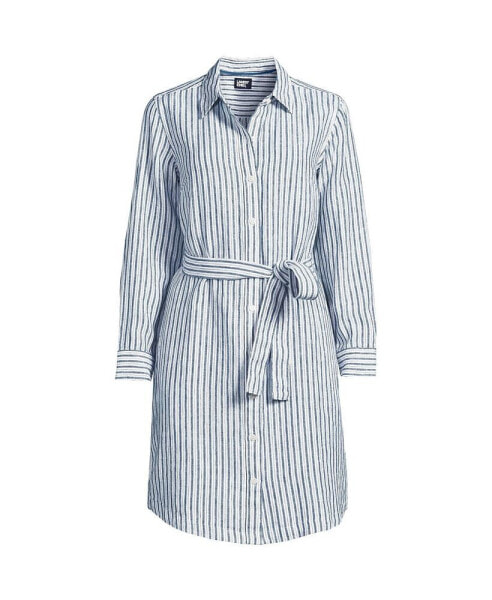 Women's Long Sleeve Linen Shirt Dress