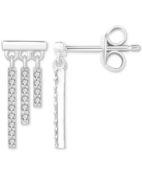 Diamond Graduated Triple Bar Drop Earrings (1/5 ct. t.w.) in Sterling Silver