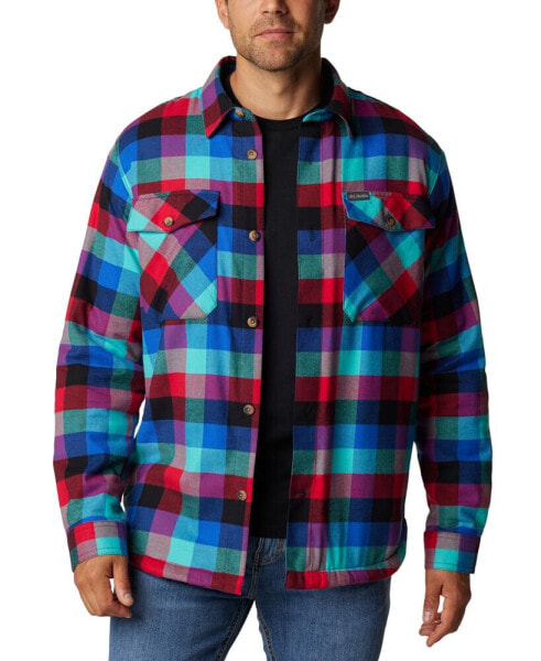 Men's Plaid Sherpa-Lined Shirt Jacket